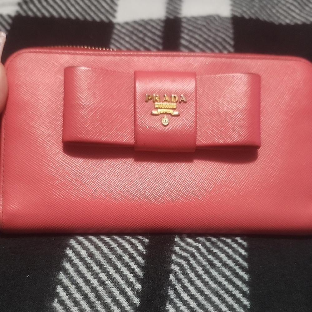 Prada Coral Pink Bow Wallet